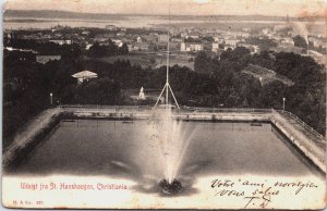 Norway Udsigt fra St Hanshaugen Christiania Oslo Vintage Postcard C083