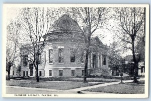 Paxton Illinois IL Postcard Carnegie Library Exterior Trees Scenery Vintage