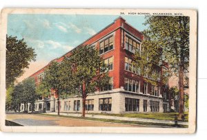 Kalamazoo Michigan MI Creased Postcard 1924 High School