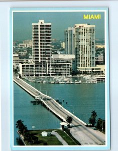 Postcard - The Marriott Hotel on Venetian Causeway in downtown Miami, Florida