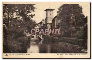 Old Postcard Saint John Harbor Bridge Foot Nive & # 39Espagne and steeple