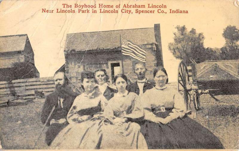 Lincoln City Indiana Home Family Scene Antique Postcard K82682