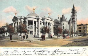 Houston Texas Carnegie Library and Presbyterian Church Tuck Postcard AA51807