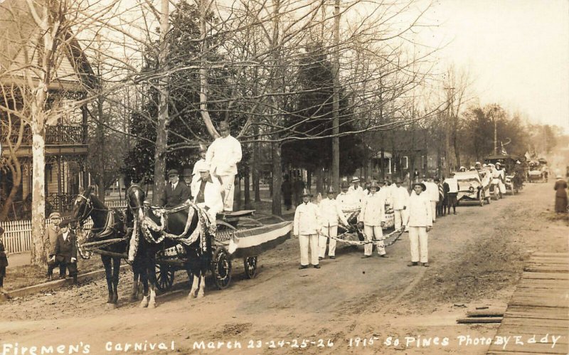 So. Pines NC Fireman's Carnival Chief Standing Signed Eddy Real Photo Postcard