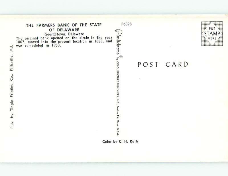 Unused Pre-1980 FARMERS BANK OF DELAWARE Georgetown Delaware DE r9735@