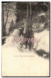 Old Postcard In The Forest in Winter Schluteurs