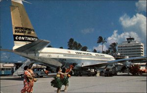 Continental Airlines Intercontinental Golden Jet at HOnolulu HI Postcard