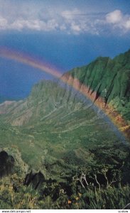 ISLAND OF KAUAI, Hawaii, PU-1965; Kalalau Valley, Rainbow