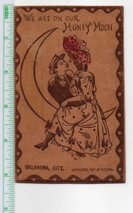Oklahoma City Oklahoma Romance Greetings Honey Moon Leather Postcard AA109236