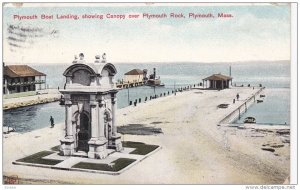 PLYMOUTH, Massachusetts, PU-1907; Plymouth Boat Landing Over Plymouth Rock