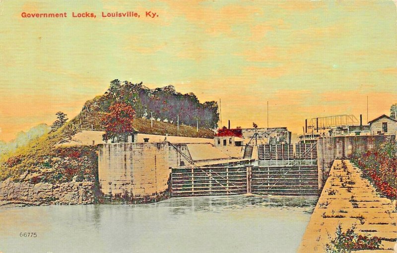 LOUISVILLE KY~GOVERNMENT LOCKS-OHIO RIVER~1911  POSTCARD