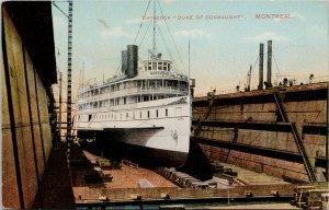 Montreal QC SS 'Duke of Connaught' Ship Boat Drydock Unused Postcard H20