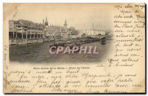 Old Postcard Right Bank of the Seine Bridge of Alma Paris 1900