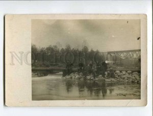 286713 RUSSIA Suburb RAILWAY BRIDGE & Dam Vintage REAL PHOTO