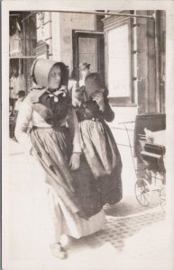 RPPC Postcard Amish People in City #3