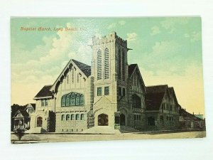 Vintage Postcard 1910's Baptist Church Long Beach CA California