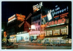 PARIS, FRANCE ~ Night Illumination LE MOULIN ROUGE ca 1950s Neon 4x6 Postcard