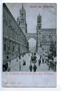 496948 Italy Greetings Palermo Via Bonello Matteo with part of Cathedral