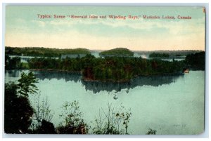 c1910 Typical Scene Emerald Isles and Winding Bays Muskoka Lakes Canada Postcard