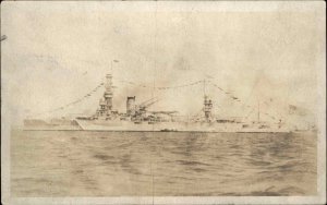 Guantanamo Bay Battleship USS Arkansas  Name/Rank 1920s Real Photo Postcard