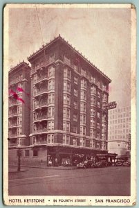 Hotel Keystone Fourth Street San Francisco CA UNP 1930s WB Postcard H1