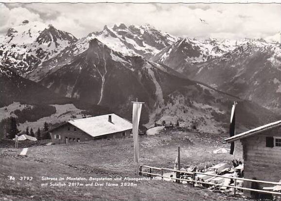 Austria Schruns im Montafon Bergstation und Alpengasthotel Hochjoch Real Photo