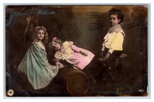 RPPC Adorable Children Oranotype Bromide Photo Studio View UNP Postcard U3