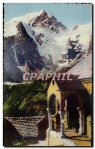 Old Postcard La Grave Church Terraces and the meije