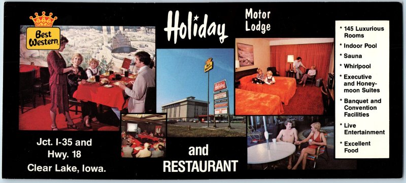 c1970s Clear Lake, IA Best Western Holiday Motor Lodge Ad Oversized Postcard 3R