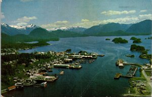 Sitka Baranof Island Alaska Birds Eye View Scenic Landscape Chrome WOB Postcard