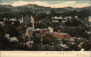 Springfield Vermont VT Birdseye View Machine Shops Factory 1900s-10s Postcard