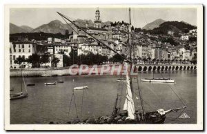 Old Postcard Menton Port Boat