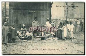 Postcard Old Man Black negro Nantes Exhibition 1904 black Town Ladies prepari...