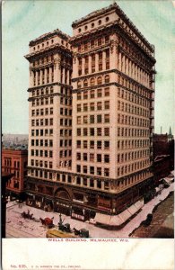 Vtg Milwaukee Wisconsin WI Wells Building Mica Glitter 1906 Old View Postcard