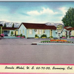 c1940s Banning, Cal. Bonita Motel PC US Hwy 60 70 99 Inn Motor Lodge AAA CA A215