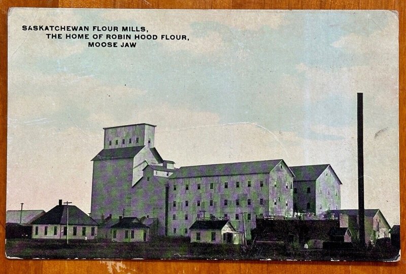 Moose Jaw Saskatchewan Flour Mills Home of Robin Hood Flour Postcard E80 *as is