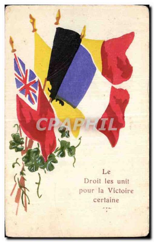 Postcard Old Army Flags France Germany Belgium