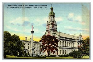 Vintage 1940's Postcard Church St. Mary of the Woods College Terre Haute Indiana