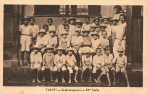 Tahiti Ecole de Garcons M Spelta Vintage Postcard 04.01 