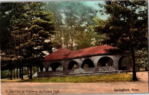 Pavilion at Entrance to Forest Park Springfield MA c1907 Vintage Postcard W03