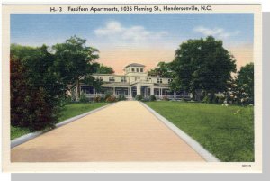 Hendersonville, North Carolina/NC Postcard, Fassifern Apartments, Near Mint!
