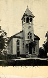 Vintage Postcard Lutheran Church Cambridge IL Henry County,