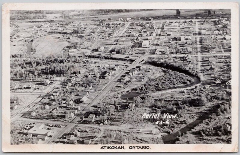 Atikokan Ontario ON Aerial Rainy River District Unused RPPC Postcard H64 *as is