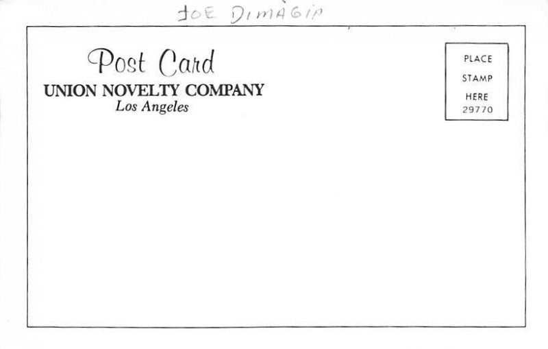 Joe DiMaggio Baseball Player View Postcard Backing 