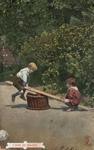 Vintage Postcard 1906 A Game Of See Saw Children Playing Knight Brothers Series