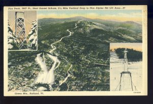 Rutland, Vermont/VT Postcard, Pico Peak, Sunset Schuss Ski Lift, Green Mountains