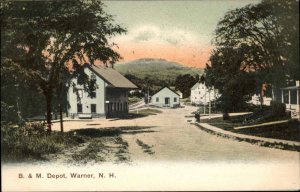 Warner NH New Hampshire B&M RR Train Station Depot c1910 Postcard