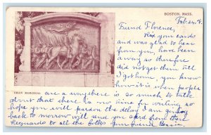 1908 Shaw Memorial Boston Massachusetts MA PMC Antique Posted Postcard 