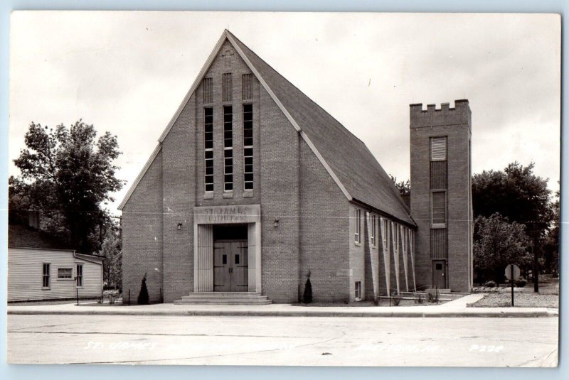 Allison Holsten Iowa IA Postcard RPPC Photo St. James Lutheran Church 1952