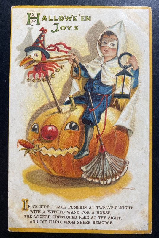 Mint USA Picture Postcard Pumpkin Halloween Joys